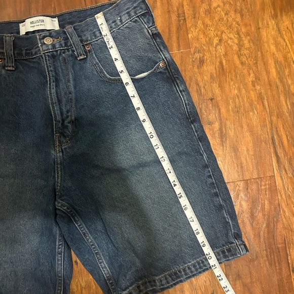 Hollister Dark Wash Super Baggy Denim Shorts Knee-Length Zipper Pockets Jorts - Picture 10 of 14